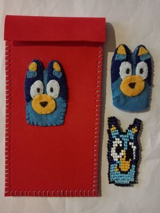 Bluey-Estuche, iman y títere dedo