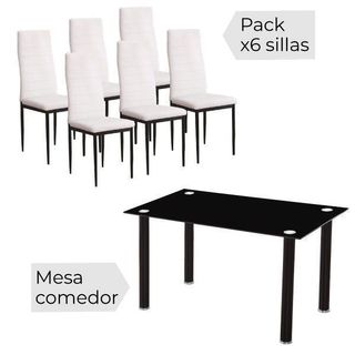 ✅PACK MESA +6 SILLAS EMI BLANCAS