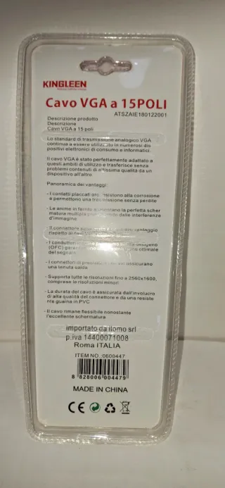 Cavo VGA KINGLEEN 1.5M
