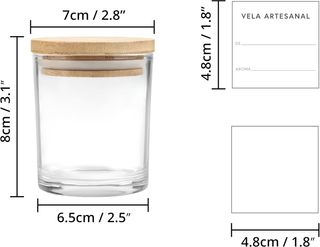15 Tarros de Cristal para Velas con Tapa de Bambú