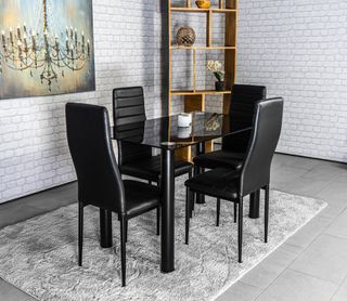 Conjunto de mesa con 4 sillas negro