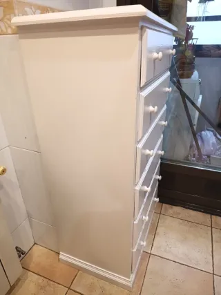 Sinfonier blanco de madera de 6 cajones