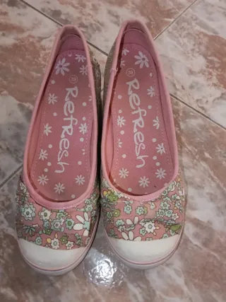 Zapatos cuña florales rosas