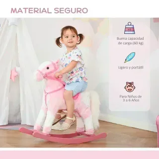 Caballo Mecedora Infantil Rosa