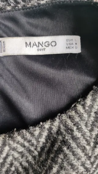 Vestido Mango Tweed Espiga Negro Gris