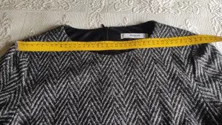 Vestido Mango Tweed Espiga Negro Gris