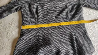 Vestido Mango Tweed Espiga Negro Gris