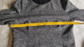 Vestido Mango Tweed Espiga Negro Gris