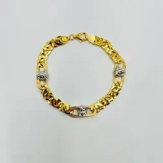 PULSERA TIPO CARTIER MEDUSA GRECA BICOLOR.Oro18K.