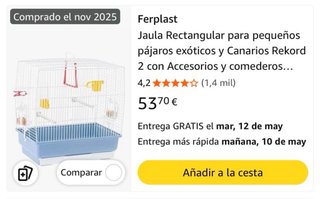 Jaula para pájaros blanca y azul