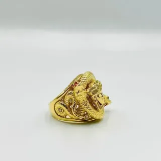 SELLO MEDUSA SERPIENTES CON CIRCONITAS, Hueco. Oro