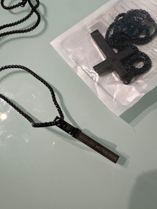 Cadena Acero Inoxidable Cruz Negra