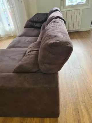 Sofá Chaise Longue Marrón Tela