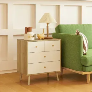 Cómoda 4 Cajones Roble y Blanco