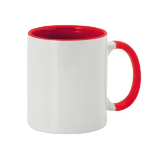 Taza cerámica blanca y roja
