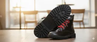Botas negras con cordones rojos