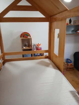 Litera Montesori Cabaña de madera maciza de pino