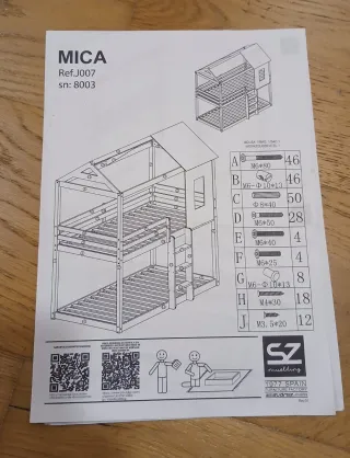 Litera Montesori Cabaña de madera maciza de pino