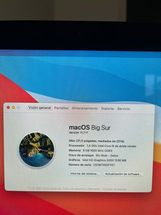 iMac 21,5 Apple Plata