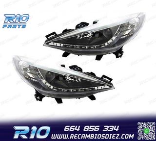 FAROS PEUGEOT 207 06-12 LUZ DIURNA LED NEGRO + MOTOR