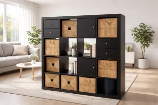 Estantería Kallax Ikea Negra + Accesorios