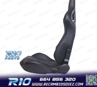 KIT ASIENTO DEPORTIVO SEMI BAQUET ESTILO RS CUERO NEGRO COST