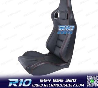KIT ASIENTO DEPORTIVO SEMI BAQUET ESTILO RS CUERO NEGRO COST