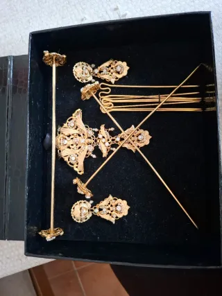 Aderezo Fallera Oro Perlas Niña