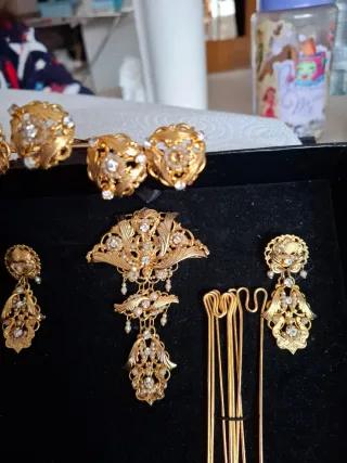 Aderezo Fallera Oro Perlas Niña