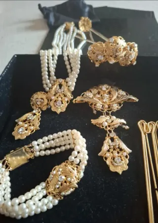 Aderezo Fallera Oro Perlas Niña