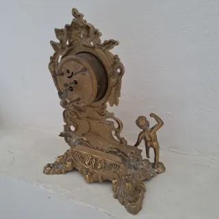 Orologio da tavolo vintage in bronzo con angiolett