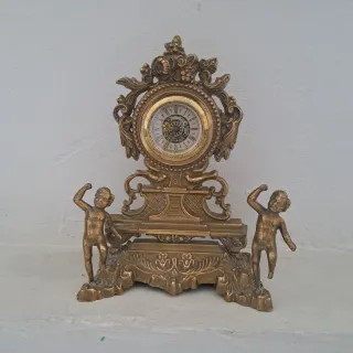 Orologio da tavolo vintage in bronzo con angiolett