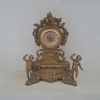 Orologio da tavolo vintage in bronzo con angiolett