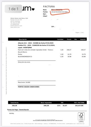 Conjunto de 4 sillas de comedor