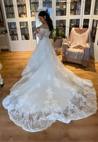 Vestido de Novia Romántico Encaje Palabra de honor