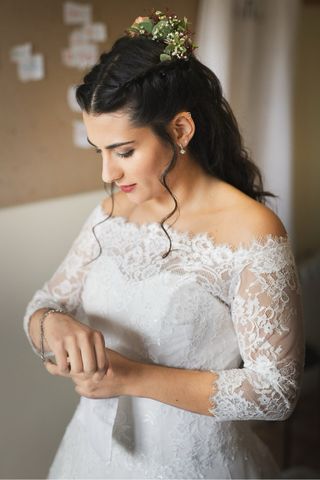 Vestido de Novia Romántico Encaje Palabra de honor