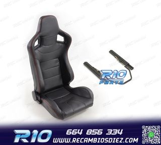 ASIENTO DEPORTIVO SEMI BAQUET ESTILO RS CARBONO NEGRO Y CORR
