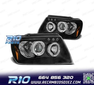 FAROS OJOS ANGEL PARA JEEP GRAND CHEROKEE 99-05 FONDO NEGRO