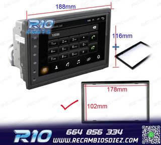 RADIO 9" GPS ANDROID 13 2DIN TÁCTIL BLUETOOTH USB SD