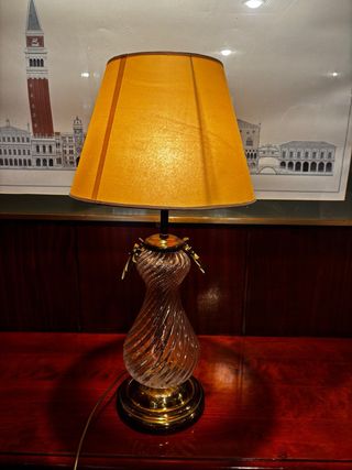 Lámpara de mesa vintage cristal y metal