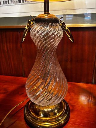 Lámpara de mesa vintage cristal y metal