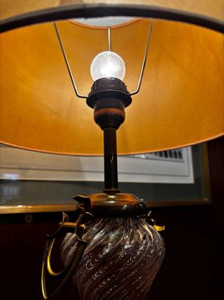 Lámpara de mesa vintage cristal y metal