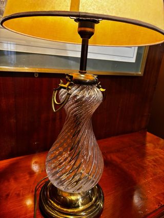 Lámpara de mesa vintage cristal y metal