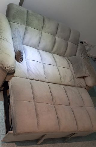 Sofá Cama Beige/Gris Tela