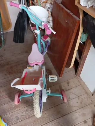 Bicicleta infantil niña con ruedines