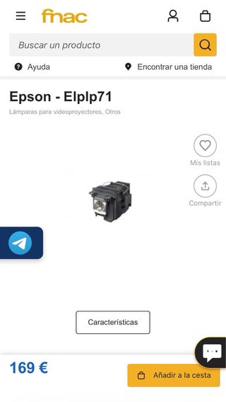 Lámpara Epson ELPLP71 - Repuesto Proyector