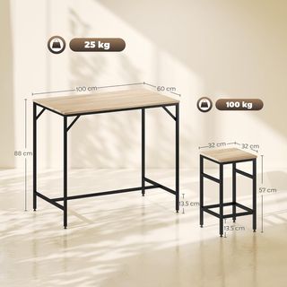 Set Tavolo Moderno da Cucina, Tavolo Alto con 4 Sg