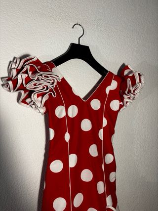 Traje Flamenca Niña Lunares Rojo, talla 11-12 años