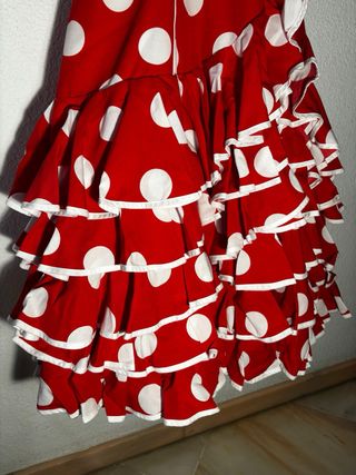 Traje Flamenca Niña Lunares Rojo, talla 11-12 años