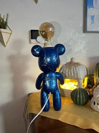 Lampada Orsetto Blu Dipinta a Mano